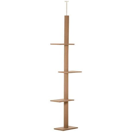 easycomfort albero tiragraffi per gatti a 4 livelli fissaggio a soffitto regolabile 43x27x228 260cm