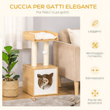 easycomfort easycomfort casetta per gatti con pali tiragraffi in sisal cuscini lavabili e pallina 35x35x81cm quercia