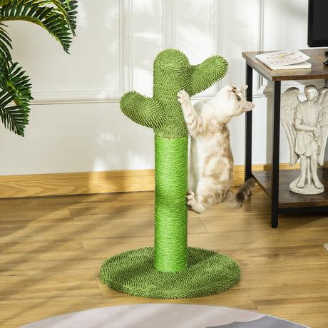easycomfort easycomfort albero tiragraffi per gatti a forma di cactus con corde in sisal 40x40x65cm verde