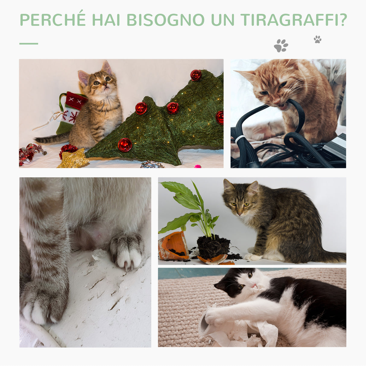 easycomfort easycomfort albero tiragraffi per gatti a forma di cactus con corde in sisal 40x40x65cm verde