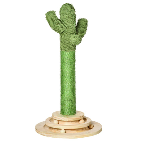 easycomfort easycomfort albero tiragraffi a cactus per gatti corda sisal e base con palline in legno 32x32x60cm