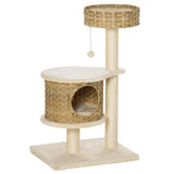 easycomfort easycomfort albero tiragraffi per gatti adulti e gattini da 95cm cuccia e casetta per gatti in rattan e pali in sisal