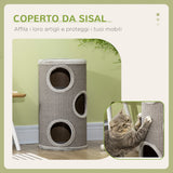 easycomfort cuccia per gatti a 3 livelli con tiragraffi in sisal e peluche o38x70cm grigio chiaro
