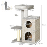 easycomfort tiragraffi per gatti da 5kg max con lettino e pallina da gioco in truciolato peluche e sisal 60x40x91 cm