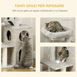 easycomfort tiragraffi per gatti da 5kg max con lettino e pallina da gioco in truciolato peluche e sisal 60x40x91 cm