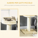 easycomfort easycomfort albero tiragraffi per gatti con lettino e pallina in peluche e palo in sisal 55x55x83cm beige