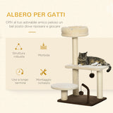 easycomfort albero tiragraffi per gatti con palo in sisal posatoio e palline da gioco in truciolato e peluche 44x38x74 cm
