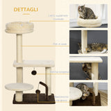 easycomfort albero tiragraffi per gatti con palo in sisal posatoio e palline da gioco in truciolato e peluche 44x38x74 cm