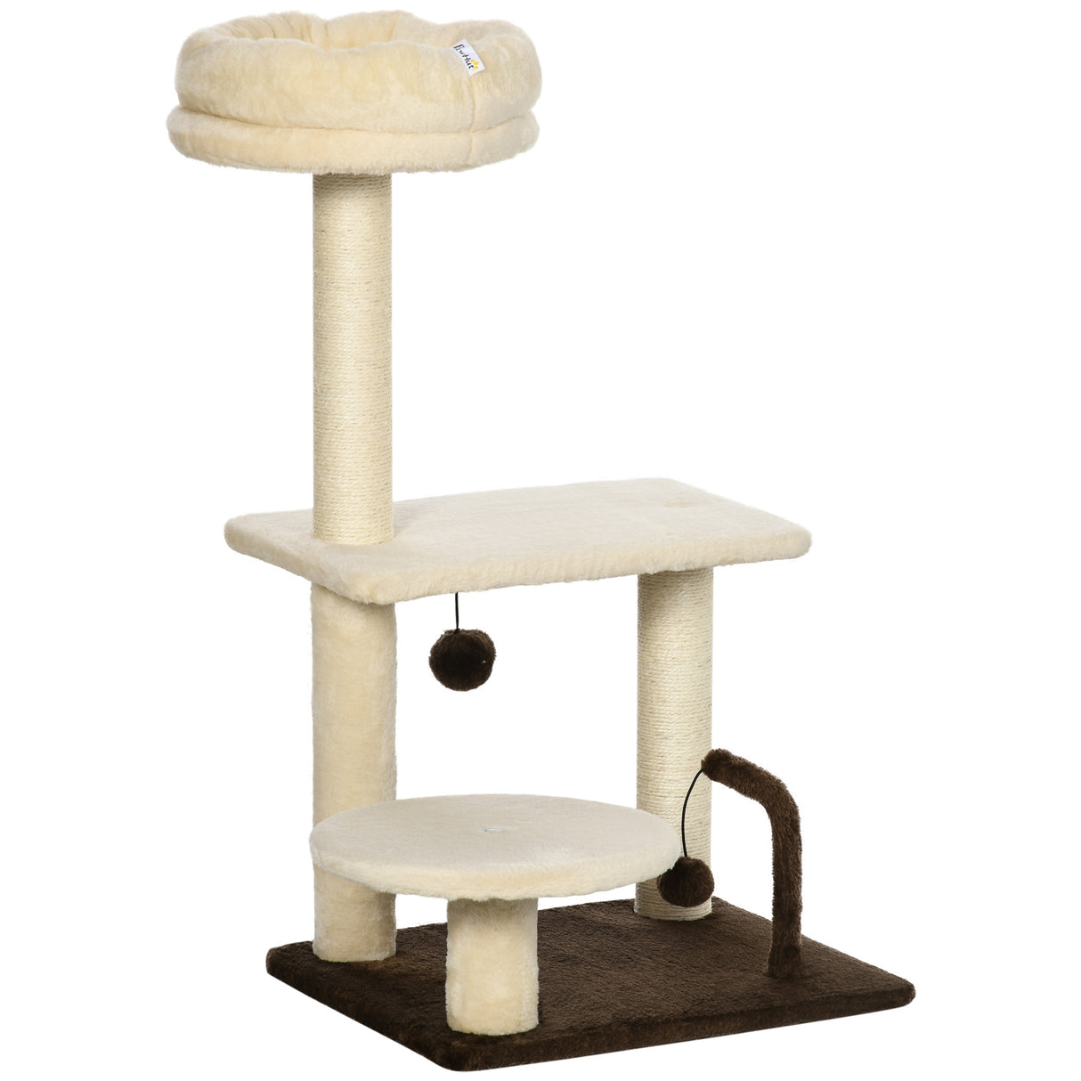 easycomfort albero tiragraffi per gatti con palo in sisal posatoio e palline da gioco in truciolato e peluche 44x38x74 cm