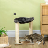 easycomfort tiragraffi per gatti con amaca in peluche base in legno con gioco e pali in sisal 53.55x53.5x66cm grigio