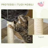 easycomfort tiragraffi per gatti con amaca in peluche base in legno con gioco e pali in sisal 53.55x53.5x66cm grigio