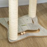 easycomfort tiragraffi per gatti con amaca in peluche base in legno con gioco e pali in sisal 53.55x53.5x66cm grigio