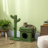 easycomfort tiragraffi per gatti con lettino casetta e palo in sisal a forma di cactus 68x30x67cm verde