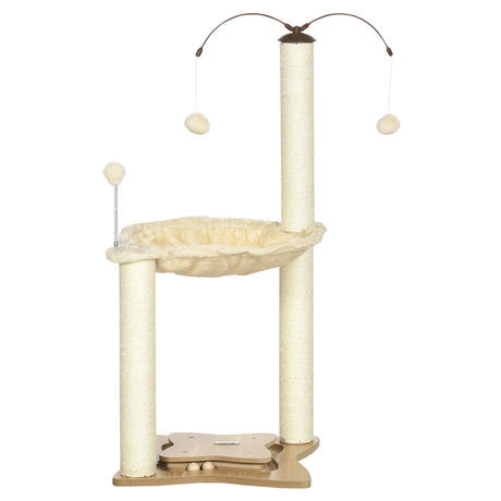 easycomfort albero tiragraffi per gatti max 5kg con amaca palline da gioco e pali in sisal 53.5x53.5x90 cm beige