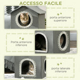 easycomfort easycomfort casetta per gatti a due livelli con cuscini lavabili 3 entrate 42x46x59 5 cm grigio