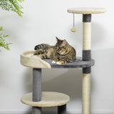 easycomfort albero tiragraffi per gatti a 3 livelli con pali in sisal e altezza 105cm grigio
