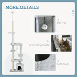 easycomfort easycomfort albero tiragraffi per gatti a soffitto con piattaforme e casetta 60x40x225 255cm grigio