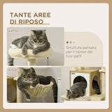 easycomfort easycomfort albero per gatti con casetta tiragraffi per gatti posatoio e paletto 48 5x48 5x141 5 cm beige