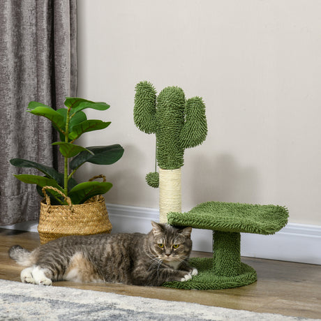 easycomfort albero per gatti a forma di cactus con tiragraffi e pallina da gioco 35x31x55.5 cm verde e bianco