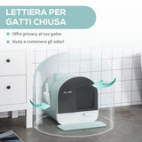easycomfort lettiera per gatti chiusa con filtri paletta e vassoio removibile struttura in pp 43x44x47cm verde