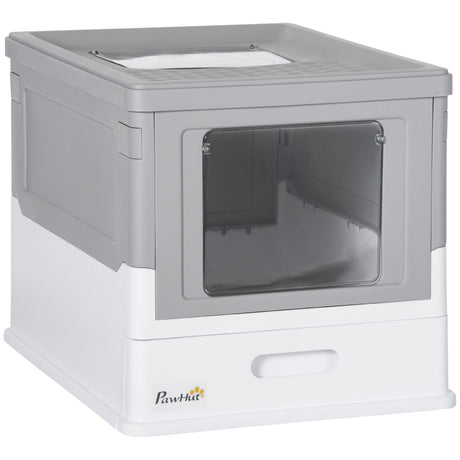 easycomfort lettiera per gatti chiusa in pp a 2 porte con paletta e vassoio estraibile 47.5x35.5x36.7 cm