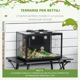 easycomfort easycomfort terrario per tartarughe di terra e rettili con termometro 18 34 60x40x40 5 cm nero