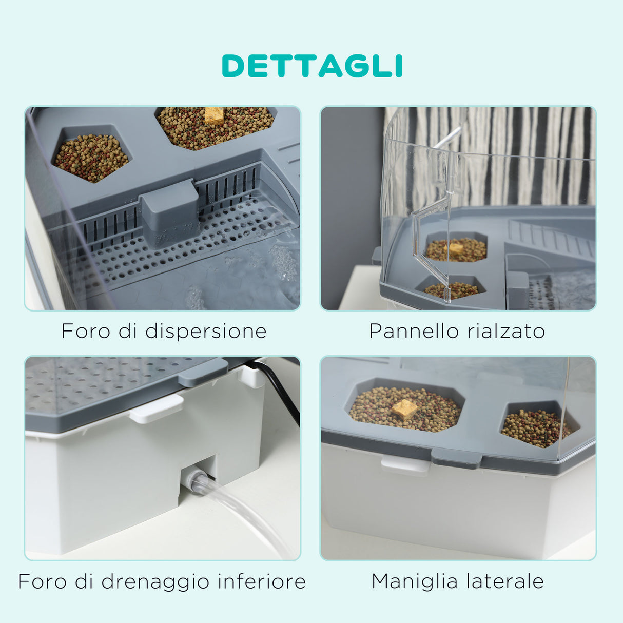 easycomfort vasca per tartarughe multifunzione con tubo e pompa d acqua 62x31x 21cm bianca