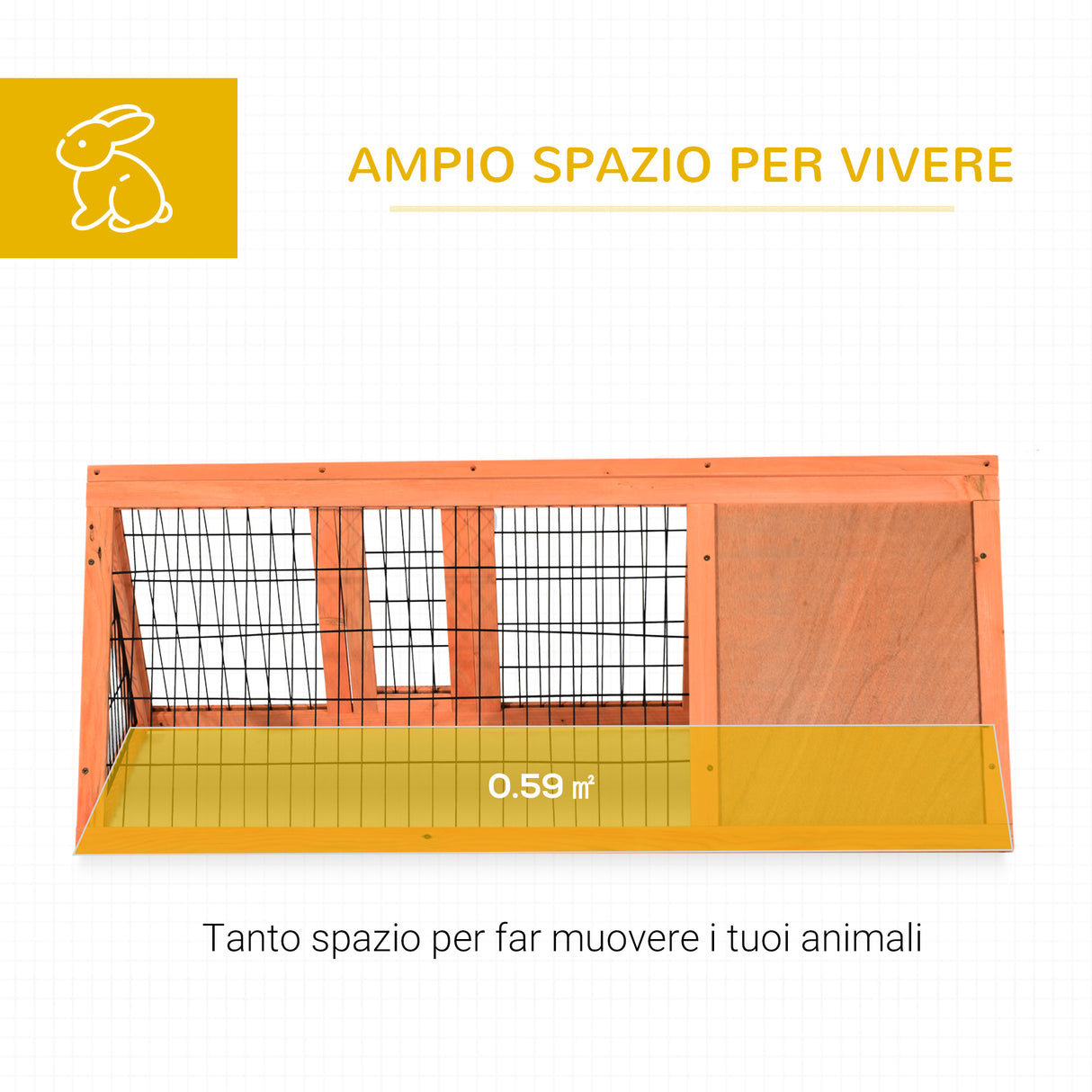 easycomfort easycomfort gabbia per conigli in legno di abete 118x50x45cm