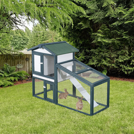 easycomfort easycomfort gabbia per conigli animali in legno di abete doppia porta 140x65x100cm