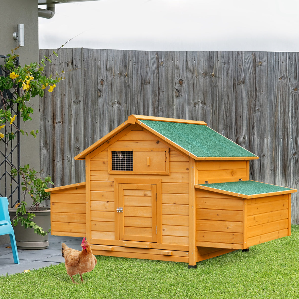 easycomfort easycomfort pollaio da giardino gabbia per galline impermeabile in legno 150x100x96.5 cm