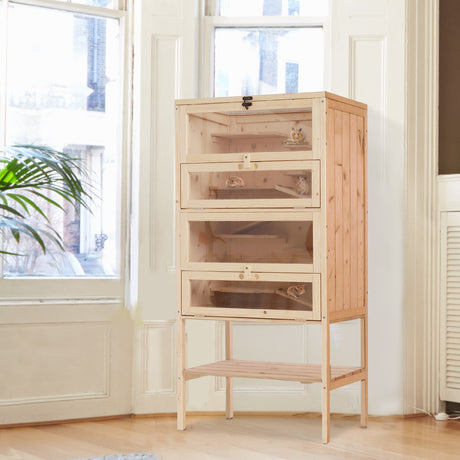 easycomfort easycomfort gabbia per roditori e criceti a 4 ripiani con tetto apribile in legno 60x40x120cm