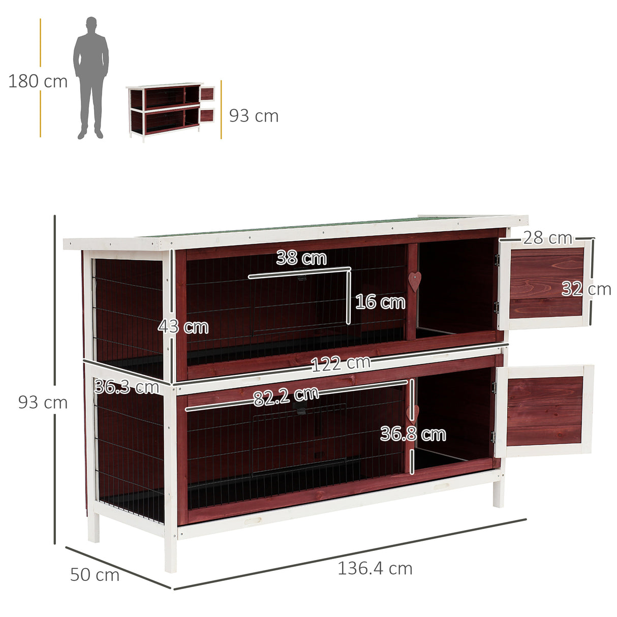easycomfort easycomfort conigliera da esterno in legno gabbia per conigli impermeabile
