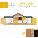 easycomfort easycomfort conigliera da giardino con corsa e rampe tetto impermeabile legno 210x45.5x84.5cm