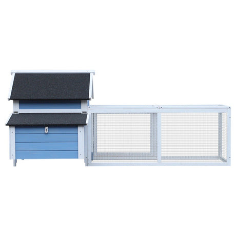 easycomfort easycomfort pollaio da giardino per galline con corsa vassoio di nidificazione rimovibile in legno bianco e blu 180x90.1x78.6cm