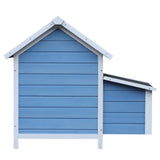 easycomfort easycomfort pollaio da giardino per galline con corsa vassoio di nidificazione rimovibile in legno bianco e blu 180x90.1x78.6cm