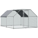 easycomfort easycomfort recinto gabbia per galline da esterno in metallo galvanizzato porta con blocco e sezione con tessuto oxford 280x380x195 cm argento