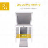 easycomfort gabbia per conigli in legno da esterno con tetto in asfalto e rampa antiscivolo 42x51x43cm grigia