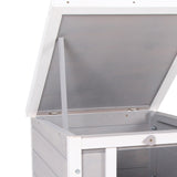 easycomfort gabbia per conigli in legno da esterno con tetto in asfalto e rampa antiscivolo 42x51x43cm grigia