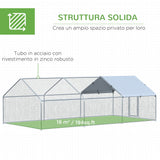 easycomfort easycomfort pollaio per galline da esterno in metallo con copertura in tessuto oxford 600x303 5x195 cm argento