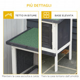 easycomfort conigliera in legno di abete da esterno con vassoio estraibile tetto apribile in bitume e rete metallica 90x45x65cm nera bianca e verde