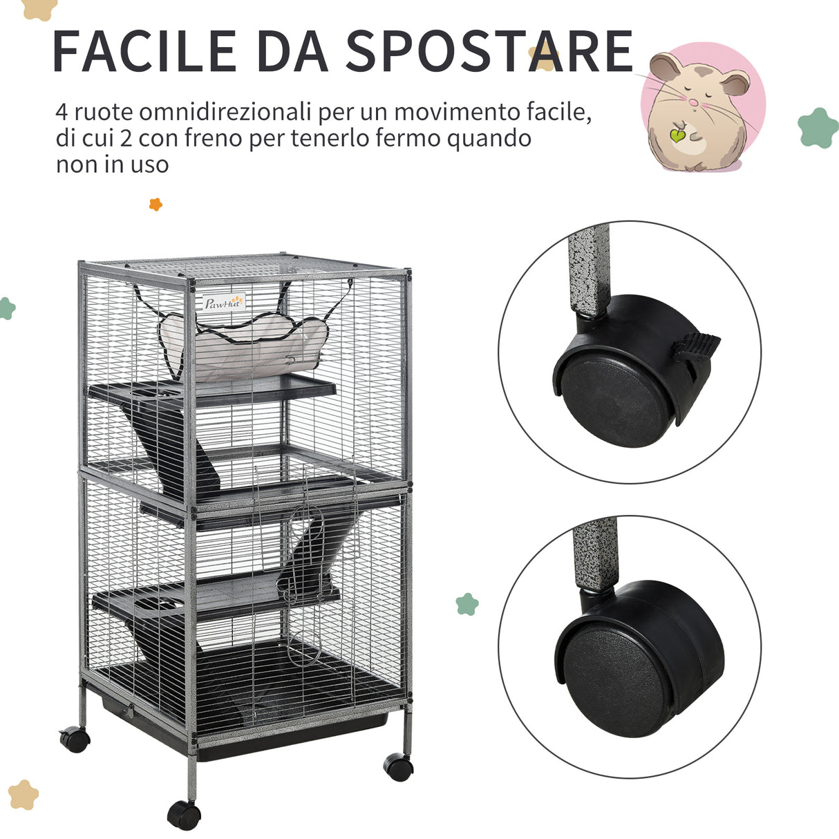 easycomfort easycomfort gabbia in metallo per roditori 4 livelli con vassoio rimovibile 52 x 52 x 113.5cm