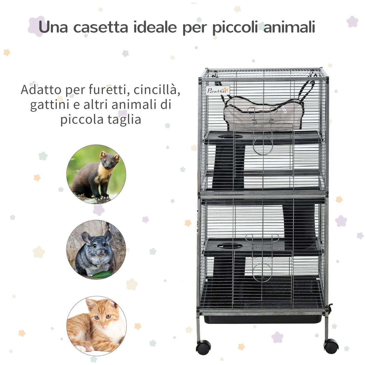 easycomfort easycomfort gabbia in metallo per roditori 4 livelli con vassoio rimovibile 52 x 52 x 113.5cm