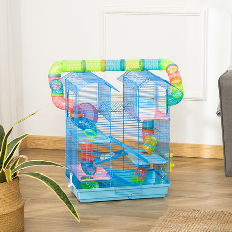 easycomfort easycomfort gabbia per criceti e roditori con tubi colorati e accessori inclusi