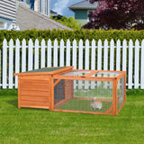 easycomfort conigliera da esterno e interno in legno con casetta e area aperta recintata 125.5x100x49cm arancione