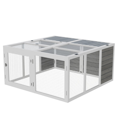 easycomfort easycomfort conigliera da esterno e interno con tetto apribile gabbia per 2 4 conigli grigia