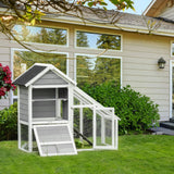 easycomfort easycomfort conigliera in legno con area aperta e rampa casetta per conigli con fondo estraibile e porte 140x65x120cm grigio