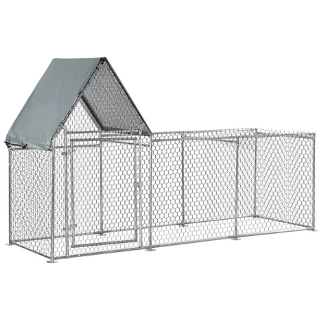 easycomfort recinto per galline in acciaio galvanizzato con telo di protezione in oxford 302x107x172cm argento