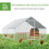 easycomfort easycomfort pollaio da giardino con telaio zincato copertura impermeabile e rete esagonale 3x4x2 m argento
