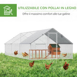 easycomfort easycomfort pollaio da giardino con telaio zincato copertura impermeabile e rete esagonale 3x6x2m argento