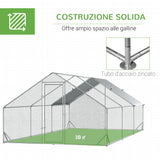 easycomfort easycomfort pollaio da giardino con telaio zincato copertura impermeabile e rete esagonale 3x6x2m argento